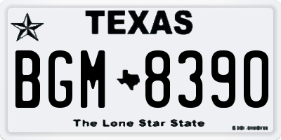 TX license plate BGM8390