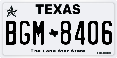 TX license plate BGM8406