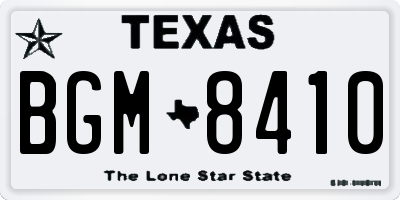 TX license plate BGM8410