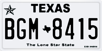 TX license plate BGM8415