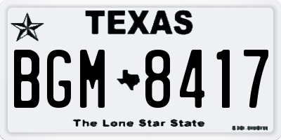 TX license plate BGM8417