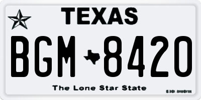 TX license plate BGM8420