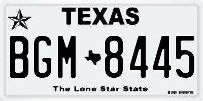 TX license plate BGM8445