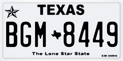 TX license plate BGM8449
