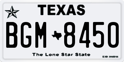 TX license plate BGM8450