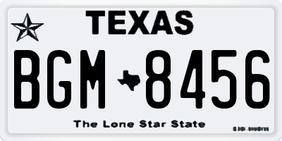 TX license plate BGM8456