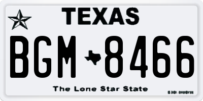 TX license plate BGM8466