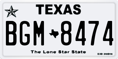 TX license plate BGM8474