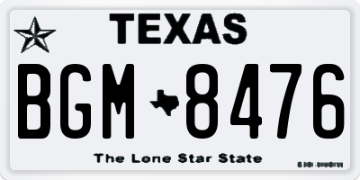 TX license plate BGM8476