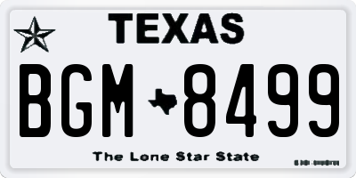 TX license plate BGM8499