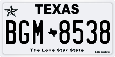 TX license plate BGM8538
