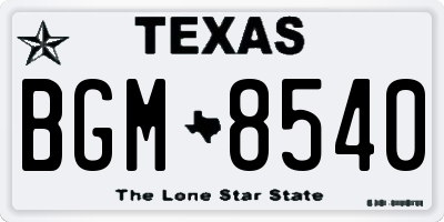 TX license plate BGM8540