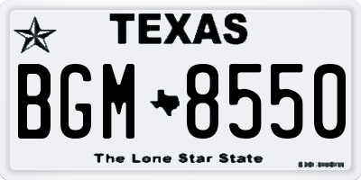 TX license plate BGM8550