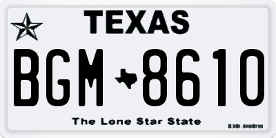 TX license plate BGM8610