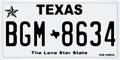 TX license plate BGM8634