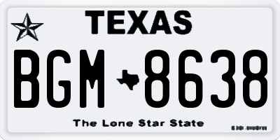 TX license plate BGM8638