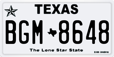 TX license plate BGM8648