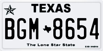 TX license plate BGM8654