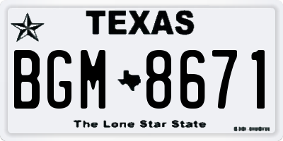 TX license plate BGM8671