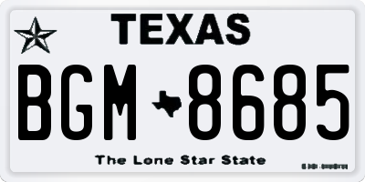 TX license plate BGM8685