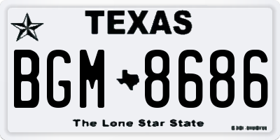 TX license plate BGM8686