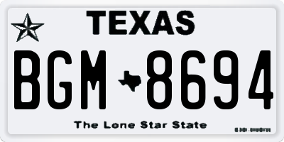 TX license plate BGM8694
