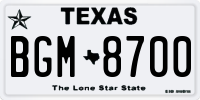 TX license plate BGM8700