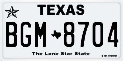 TX license plate BGM8704