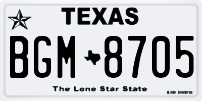 TX license plate BGM8705