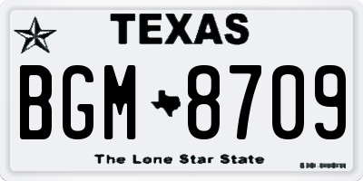 TX license plate BGM8709