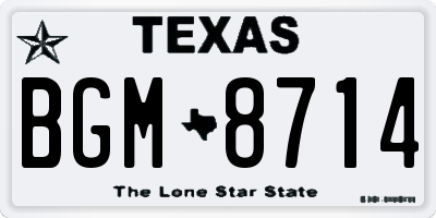 TX license plate BGM8714