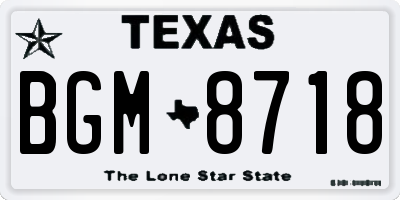 TX license plate BGM8718
