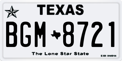 TX license plate BGM8721