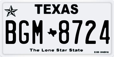 TX license plate BGM8724