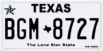 TX license plate BGM8727