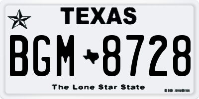 TX license plate BGM8728