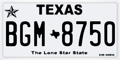 TX license plate BGM8750