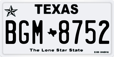 TX license plate BGM8752