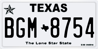 TX license plate BGM8754