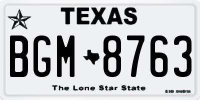 TX license plate BGM8763