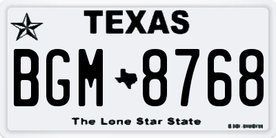 TX license plate BGM8768