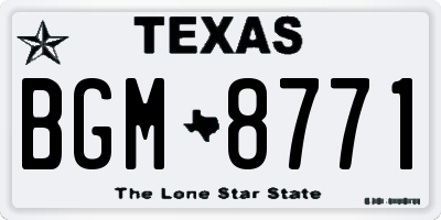 TX license plate BGM8771