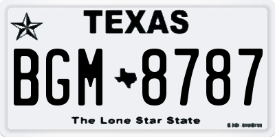 TX license plate BGM8787