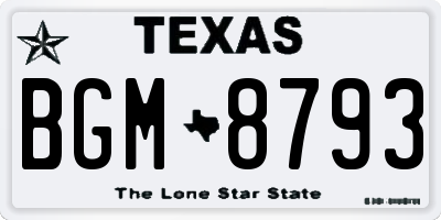 TX license plate BGM8793