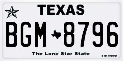 TX license plate BGM8796