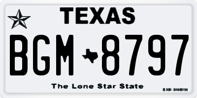 TX license plate BGM8797