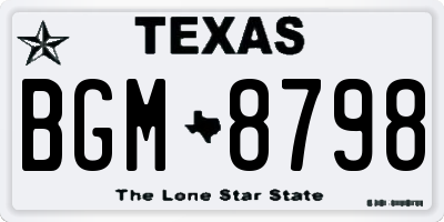 TX license plate BGM8798