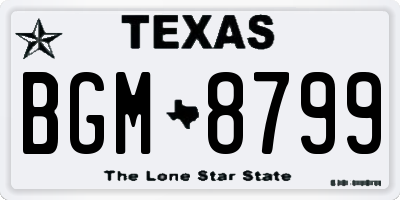TX license plate BGM8799