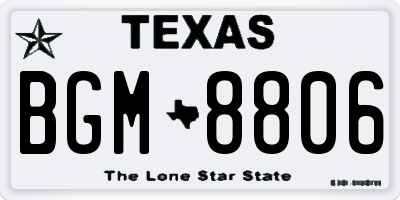 TX license plate BGM8806
