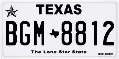 TX license plate BGM8812